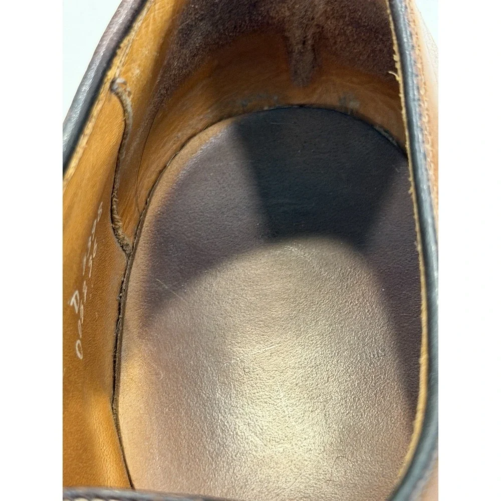 Allen Edmonds Ramsey Mens Brown Leather & Linen Oxford Dress Shoes Sz 11 D